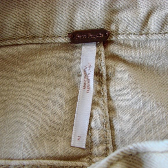 Free People Mini Skirt Beat of the Music Tan Khaki Denim Raw Hem Size 2 Small - Picture 4 of 16
